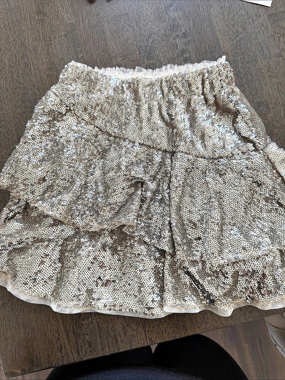 Zara Girls Sequin Skirt Gold Size 7 (CH 122) Like New